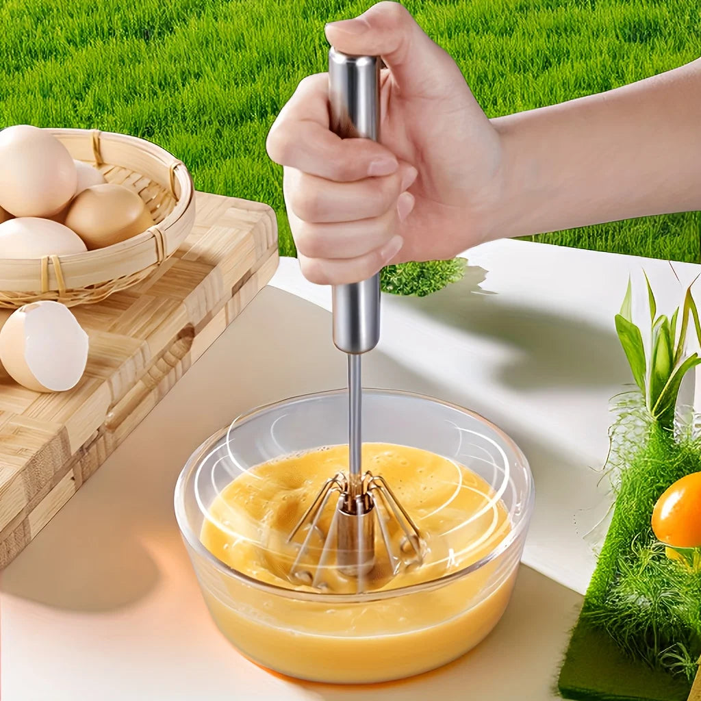 Stainless Steel Semi-Automatic Egg Beater – Durable Handheld Mixer for Effortless Egg, Cream & Batter Mixing | Kitchen Baking Tool