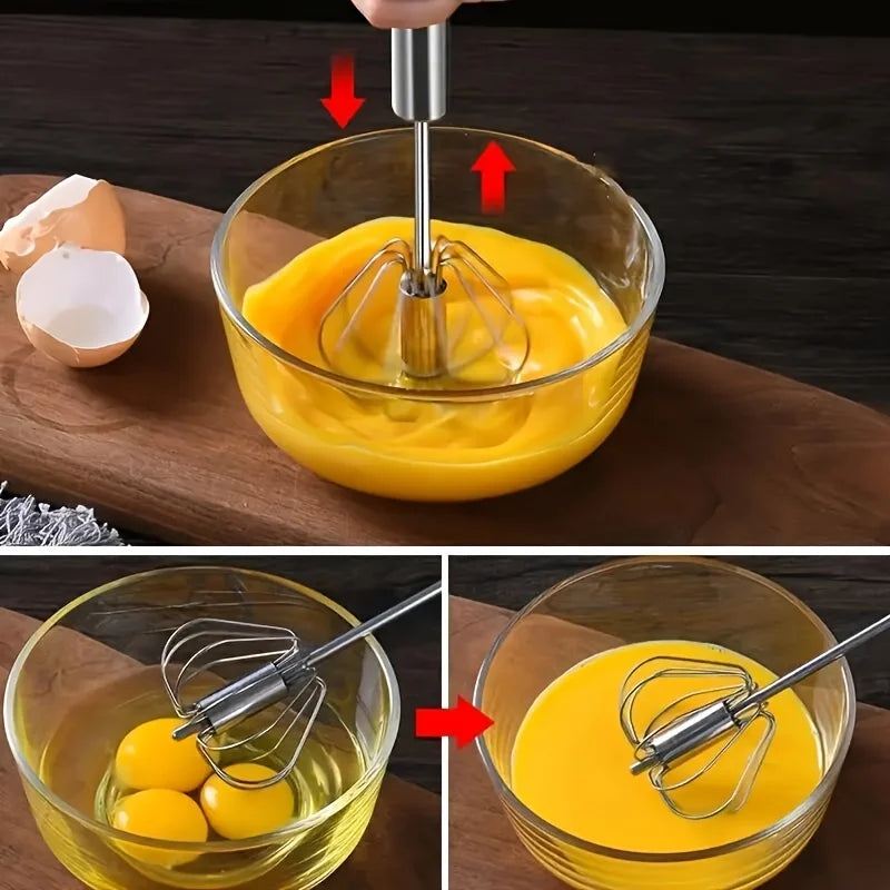 Stainless Steel Semi-Automatic Egg Beater – Durable Handheld Mixer for Effortless Egg, Cream & Batter Mixing | Kitchen Baking Tool