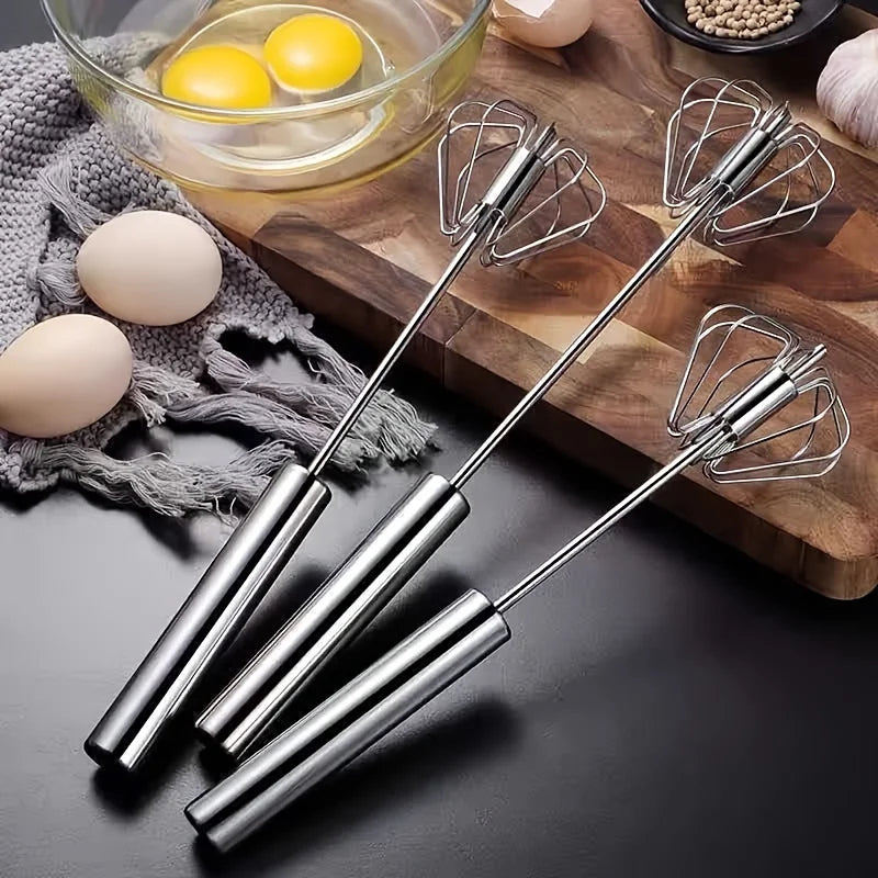 Stainless Steel Semi-Automatic Egg Beater – Durable Handheld Mixer for Effortless Egg, Cream & Batter Mixing | Kitchen Baking Tool