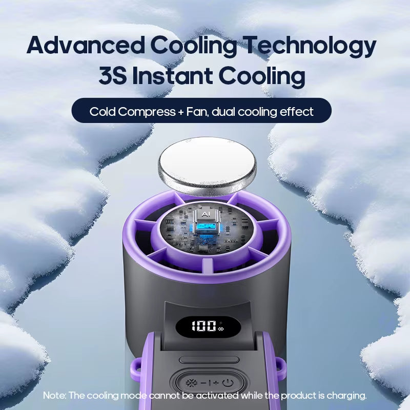 Cooling Handheld Turbo Fan – Foldable Portable Mini Fan with Ice-Cool Technology, 3600mAh Battery & 100 Speed Levels