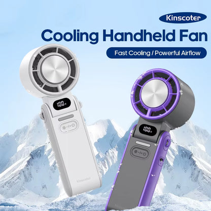 Cooling Handheld Turbo Fan – Foldable Portable Mini Fan with Ice-Cool Technology, 3600mAh Battery & 100 Speed Levels