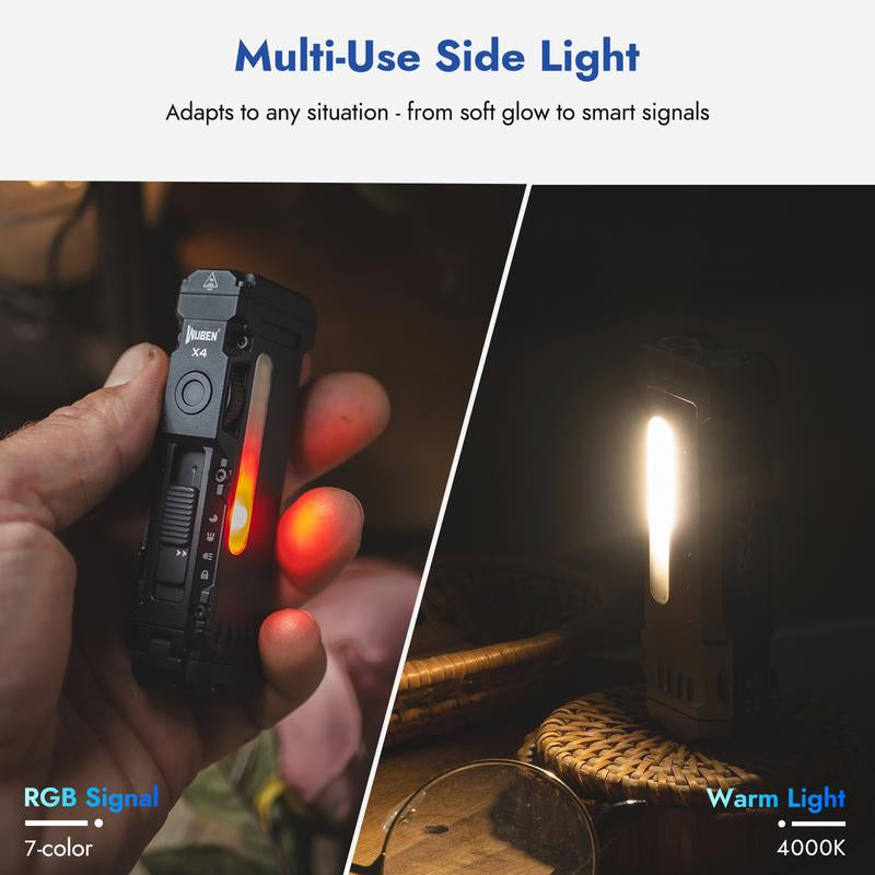 Wuben X4 | 1500 Lumens Multifunction LED Flashlight with RGB Mood Light & Side Camping Lamp