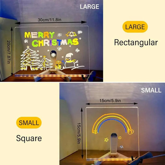 LED Glow Message Board with Stand – Erasable Drawing & Writing Board for Kids, Learning & Home Decor