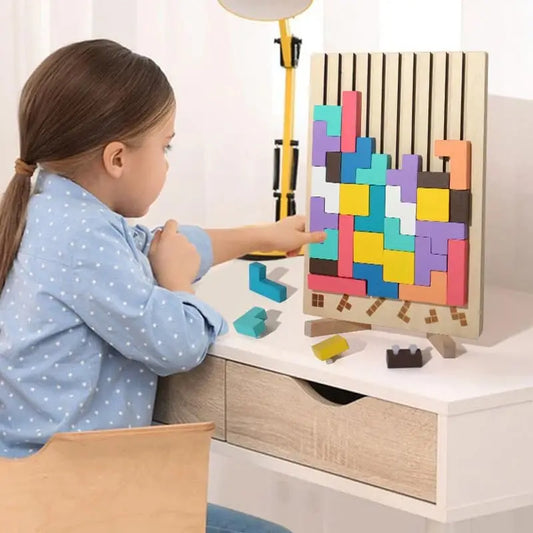 Wooden Stacking Puzzle Game – Montessori Brain Teaser & STEM Toy for Kids and Adults
