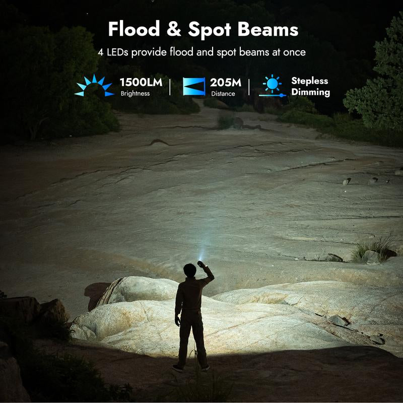 Wuben X4 | 1500 Lumens Multifunction LED Flashlight with RGB Mood Light & Side Camping Lamp