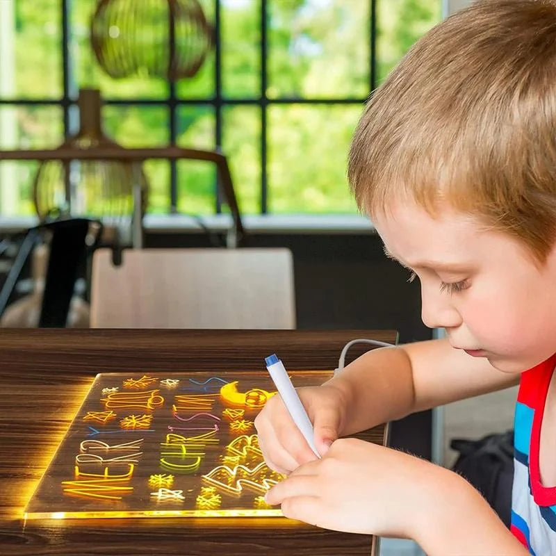 LED Glow Message Board with Stand – Erasable Drawing & Writing Board for Kids, Learning & Home Decor