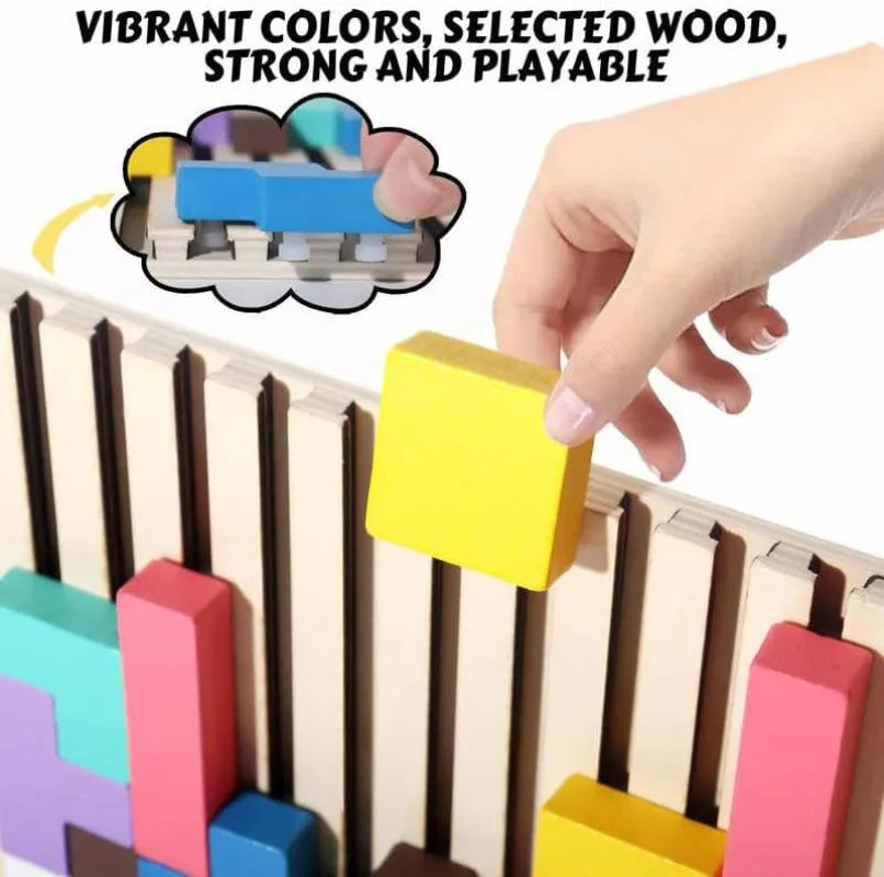 Wooden Stacking Puzzle Game – Montessori Brain Teaser & STEM Toy for Kids and Adults