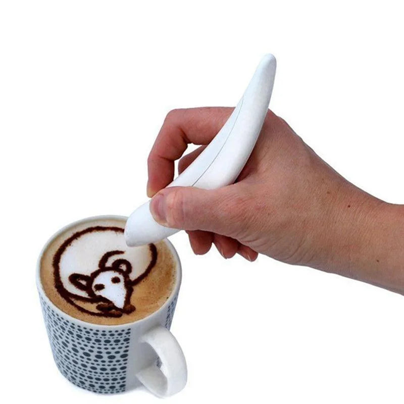 Electric Latte Art Pen – DIY Coffee & Cake Decorating Tool for Barista-Style Designs