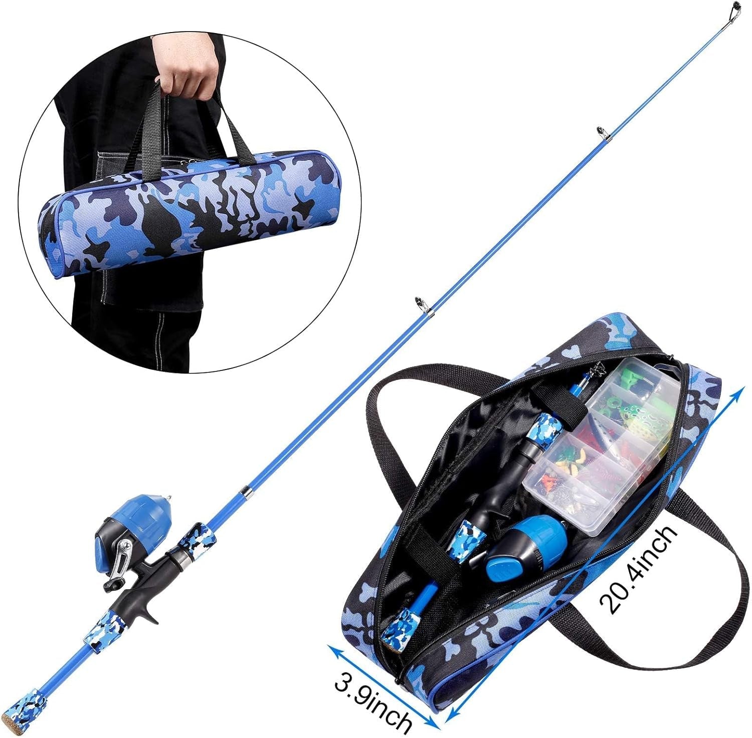 Kids Fishing Pole Set – Telescopic Rod & Reel Combo with Tackle, Lures & Carry Bag (70-Piece Kit)