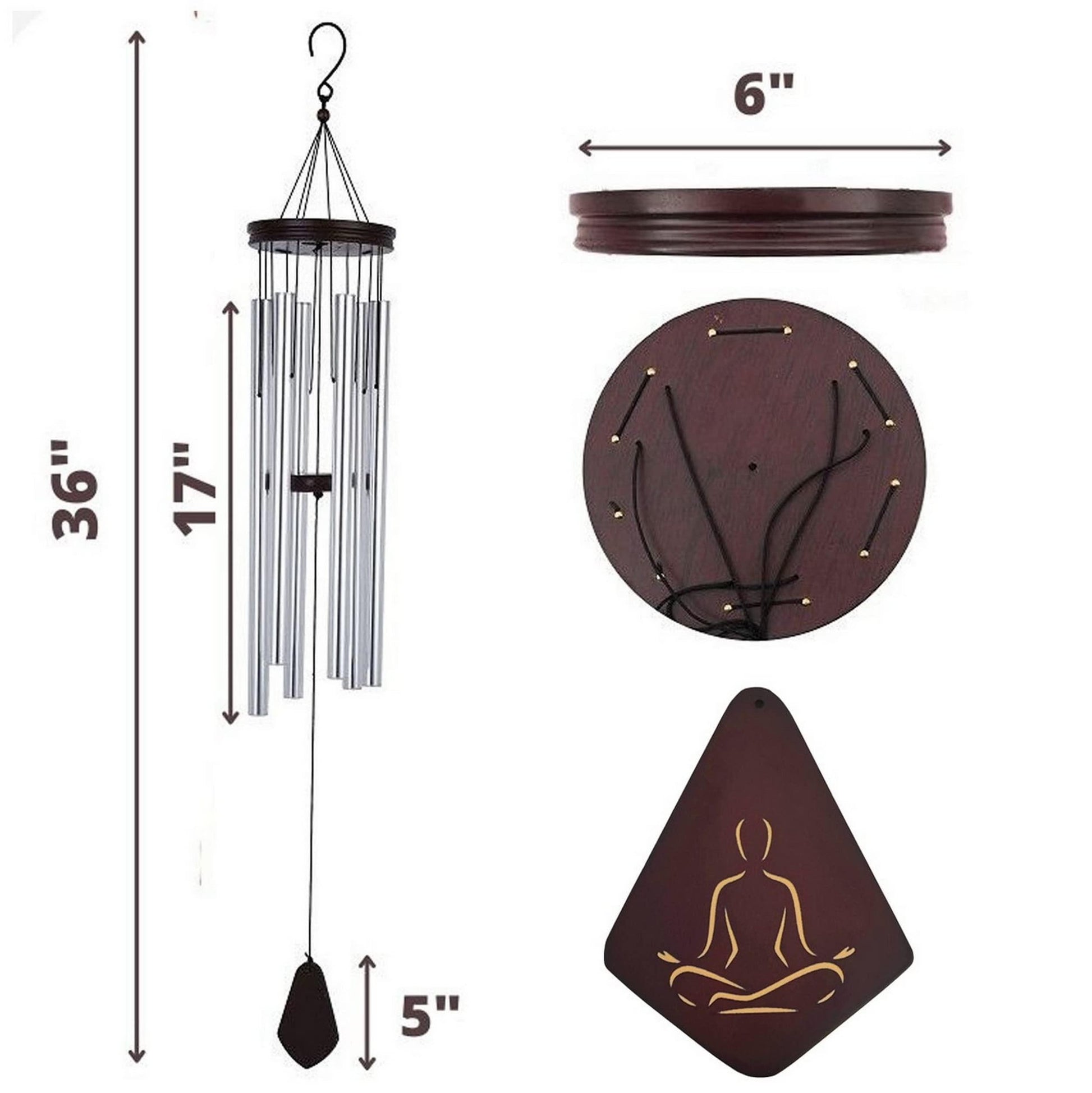 HarmonyTones 36-Inch Deep Resonance Wind Chimes – Large Outdoor Chimes for Garden, Patio & Yoga