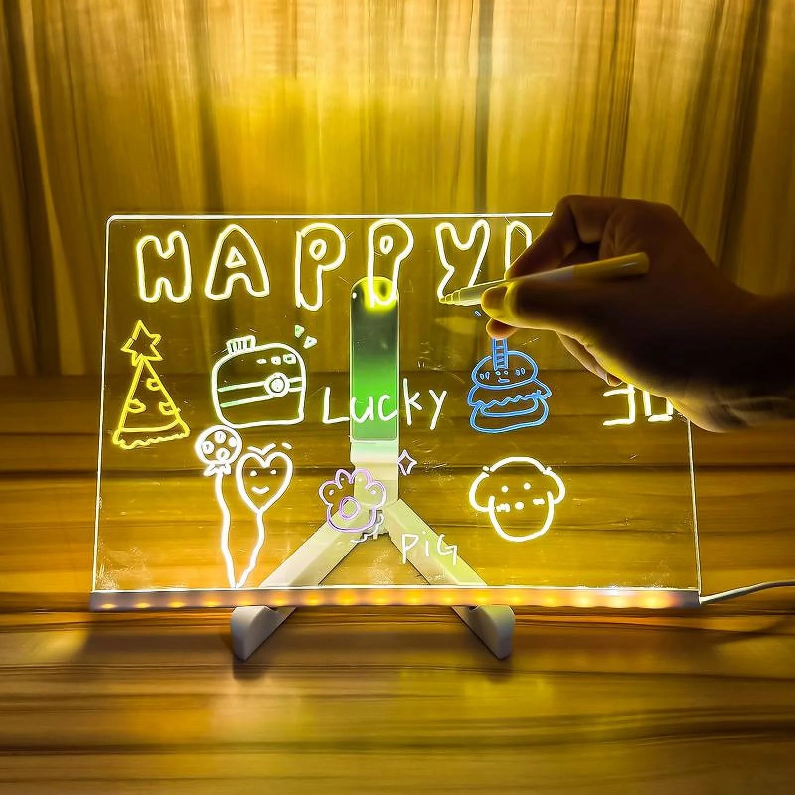 LED Glow Message Board with Stand – Erasable Drawing & Writing Board for Kids, Learning & Home Decor