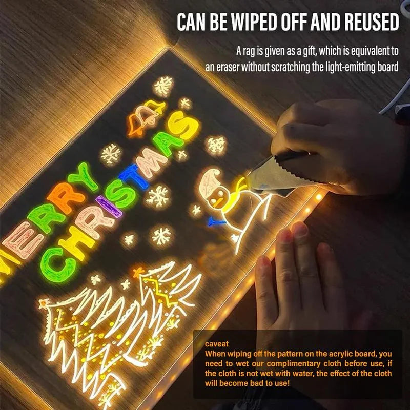 LED Glow Message Board with Stand – Erasable Drawing & Writing Board for Kids, Learning & Home Decor