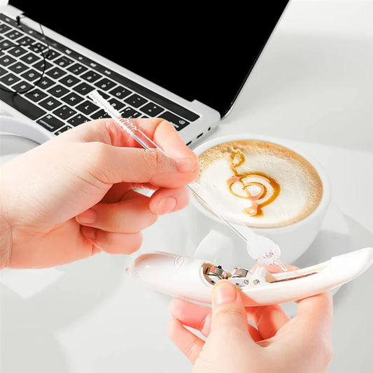 Electric Latte Art Pen – DIY Coffee & Cake Decorating Tool for Barista-Style Designs