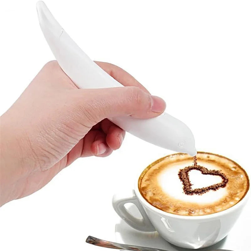 Electric Latte Art Pen – DIY Coffee & Cake Decorating Tool for Barista-Style Designs